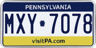 PA license plate MXY7078