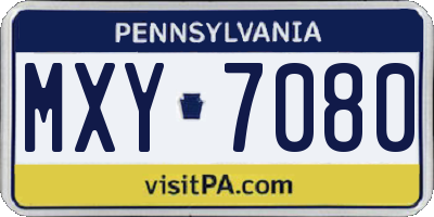 PA license plate MXY7080