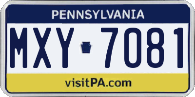 PA license plate MXY7081