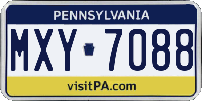 PA license plate MXY7088
