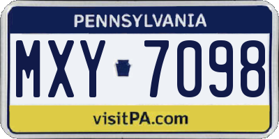 PA license plate MXY7098