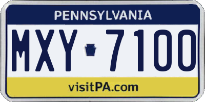 PA license plate MXY7100