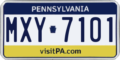 PA license plate MXY7101