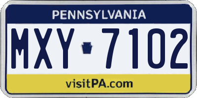 PA license plate MXY7102