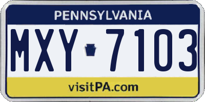 PA license plate MXY7103