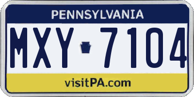 PA license plate MXY7104