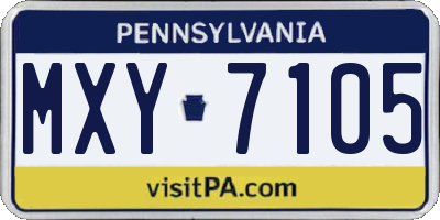 PA license plate MXY7105