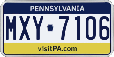 PA license plate MXY7106