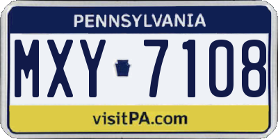 PA license plate MXY7108