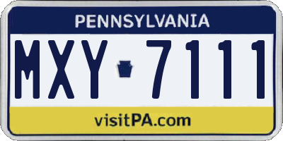 PA license plate MXY7111