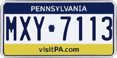 PA license plate MXY7113