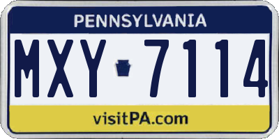 PA license plate MXY7114