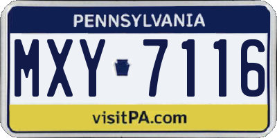 PA license plate MXY7116