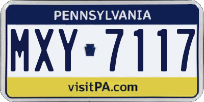 PA license plate MXY7117