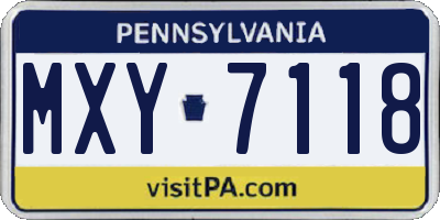 PA license plate MXY7118