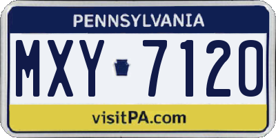 PA license plate MXY7120
