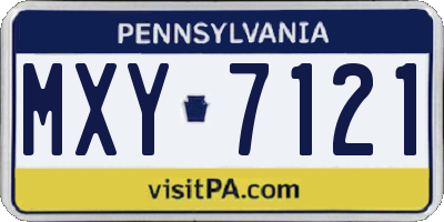 PA license plate MXY7121