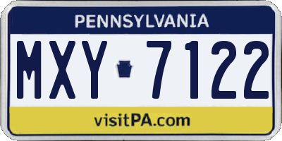 PA license plate MXY7122