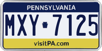 PA license plate MXY7125