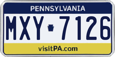 PA license plate MXY7126