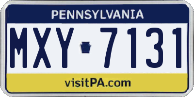 PA license plate MXY7131