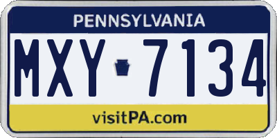 PA license plate MXY7134