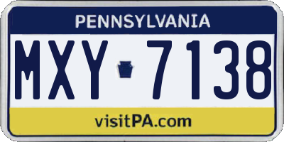 PA license plate MXY7138