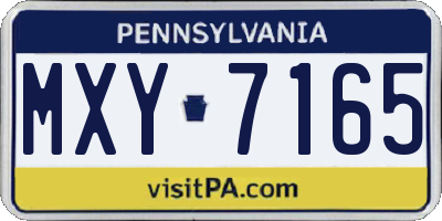 PA license plate MXY7165