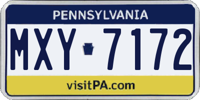 PA license plate MXY7172