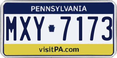 PA license plate MXY7173