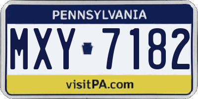 PA license plate MXY7182