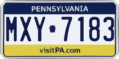 PA license plate MXY7183