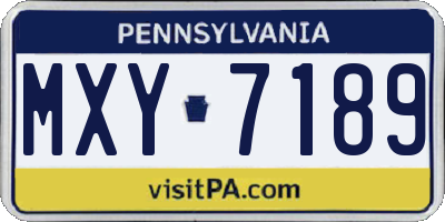 PA license plate MXY7189