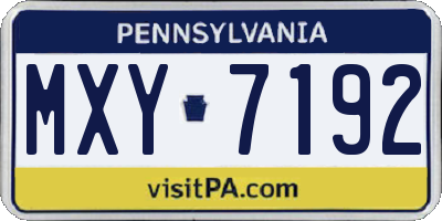 PA license plate MXY7192