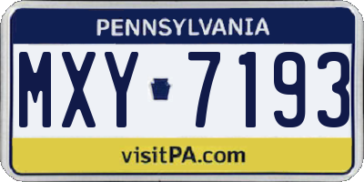 PA license plate MXY7193