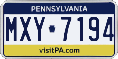 PA license plate MXY7194
