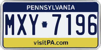 PA license plate MXY7196