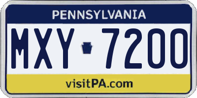 PA license plate MXY7200