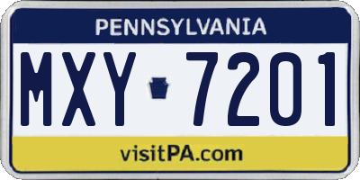 PA license plate MXY7201