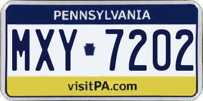 PA license plate MXY7202