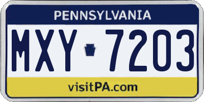 PA license plate MXY7203