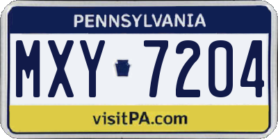 PA license plate MXY7204