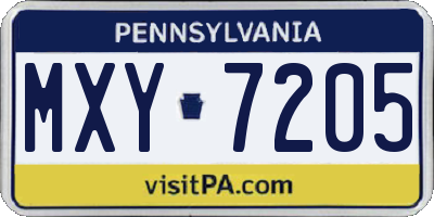 PA license plate MXY7205