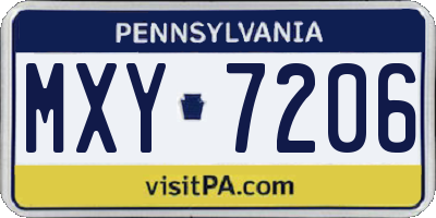 PA license plate MXY7206