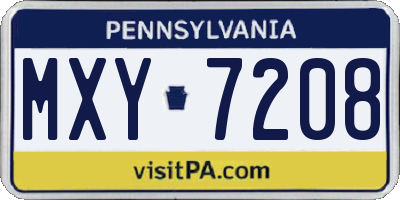 PA license plate MXY7208