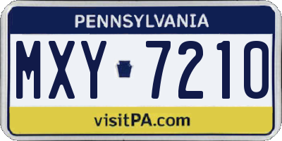 PA license plate MXY7210