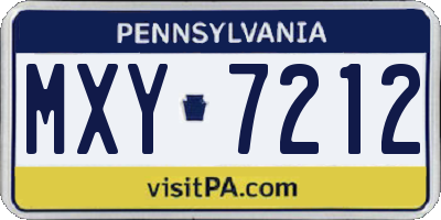 PA license plate MXY7212