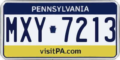 PA license plate MXY7213