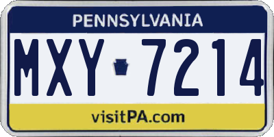 PA license plate MXY7214