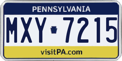 PA license plate MXY7215